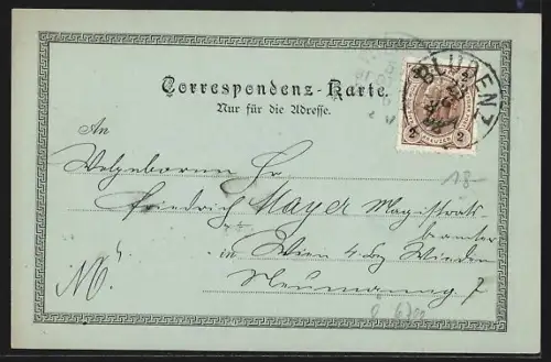 Mondschein-AK Bludenz, Totalansicht mit Gebirgspanorama