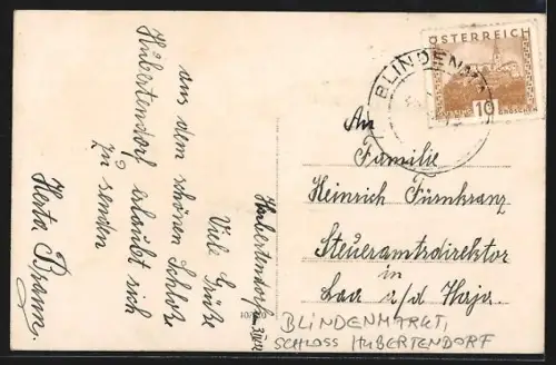 AK Hubertendorf, Rückansicht des Bäuerlichen Volksbildungsheims