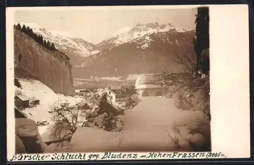 AK Bludenz, Blick von der Bürscher Schlucht mit Hohen Frassen