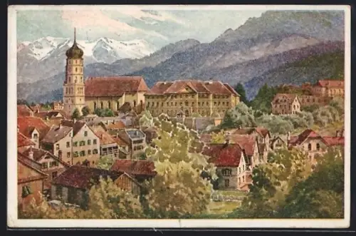 Künstler-AK Bludenz, Teilansicht