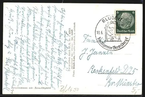 AK Bludenz, Ortsansicht aus der Vogelschau