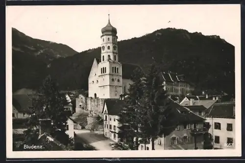 AK Bludenz, Ortspartie mit Kirche