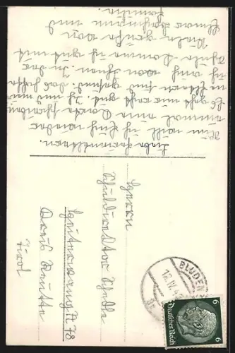 AK Bürs b. Bludenz, Vogelschau auf den Ort und Gebirgspanorama