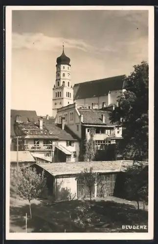 AK Bludenz, Teilansicht mit Kirchturm