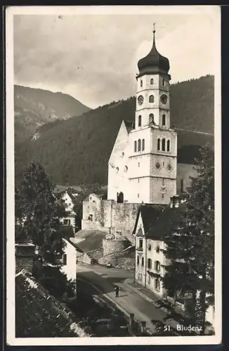 AK Bludenz, Strassenpartie bei der Kirche