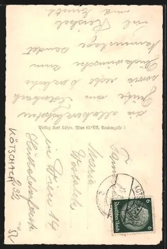 AK Kötschach, Durchgangsblick auf Gebirgspanorama