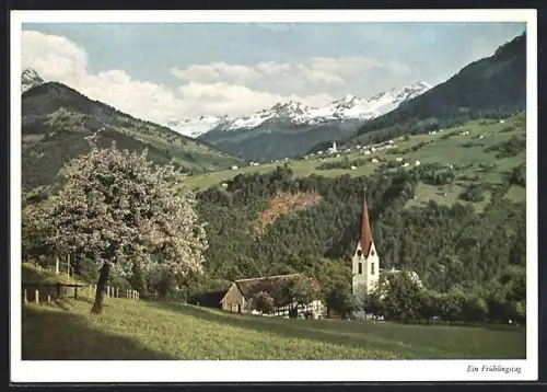 AK St. Gerold im Grossen Waisertal, Blick zur Kirche am Berghang
