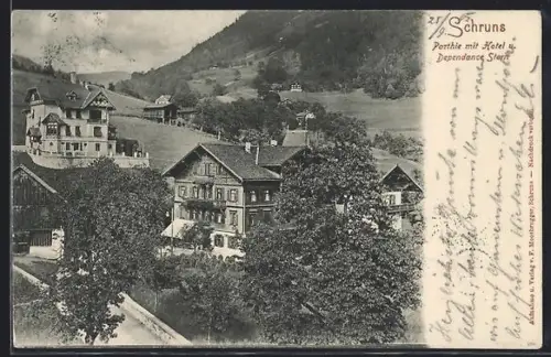 AK Schruns, Parthie mit Hotel und Dependence Stern