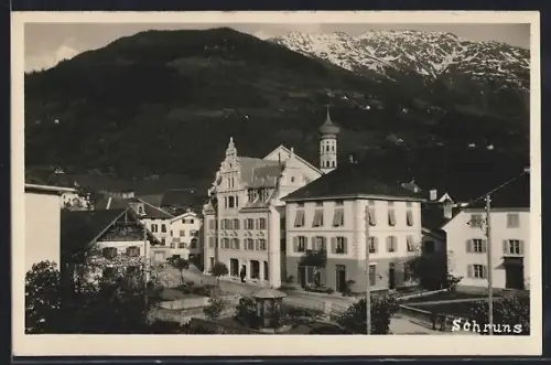 AK Schruns, Ortspartie mit Kirche