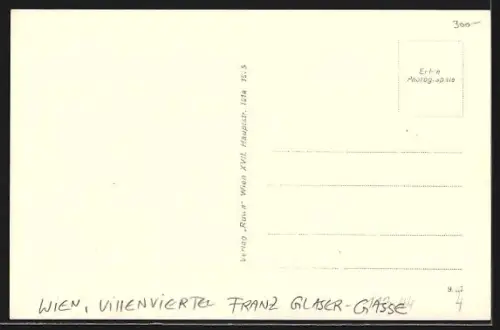 AK Wien, Villenviertel Franz-Glaser-Gasse aus der Vogelschau