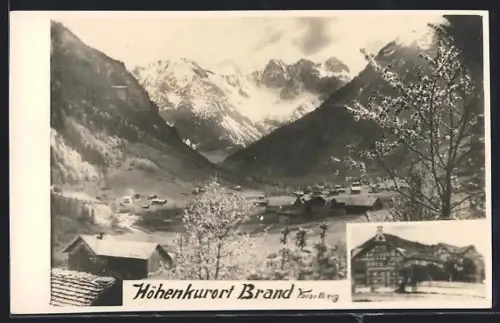 AK Brand /Vorarlberg, Gasthof Beck mit Ortspanorama