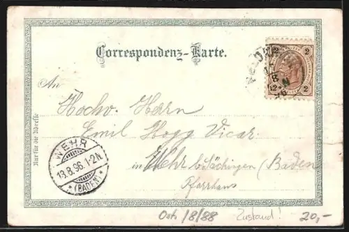 Lithographie Feldkirch, Stella matutina, Margarethenkopf, Gesamtansicht