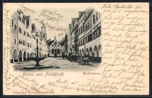 AK Feldkirch, Marktstrasse mit Fuhrwerken