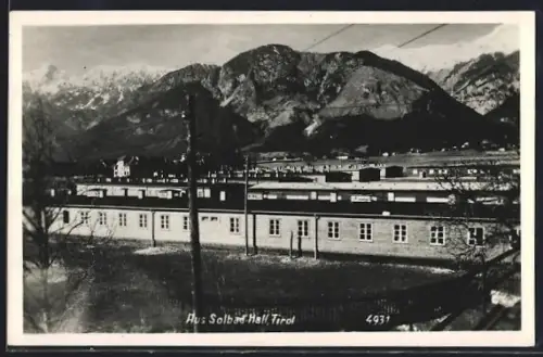 AK Hall /Tirol, Teilansicht mit Bergen