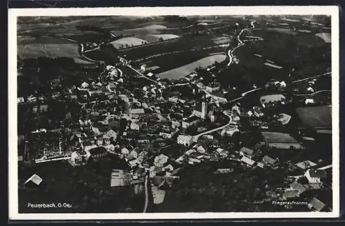 AK Peuerbach, Fliegeraufnahme der Ortschaft