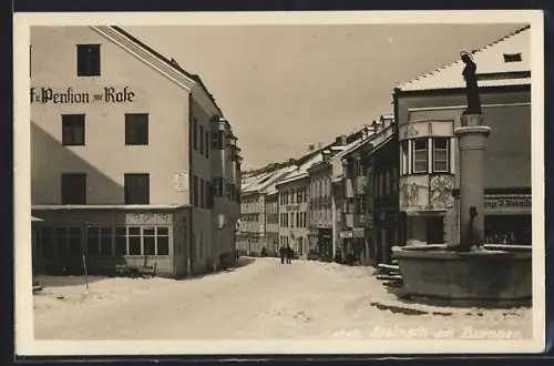 AK Steinach am Brenner, Pension zur Rose mit Brunnen