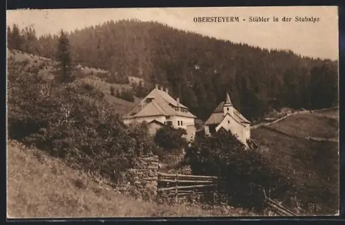 AK Maria Lankowitz, Stübler in der Stubalpe, Ortsansicht mit Kapelle