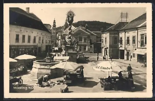 AK Mödling /N. Ö., Marktplatz mit Ständen