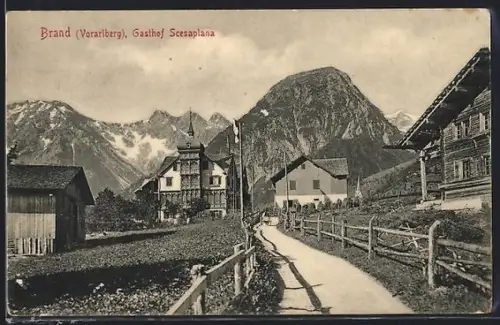 AK Brand, Gasthof Scesaplana vom Weg aus gesehen