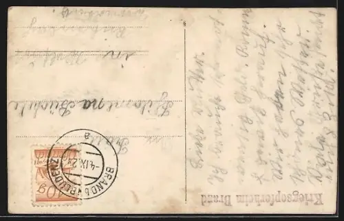 Foto-AK Brand, Kriegsopferheim im Winter