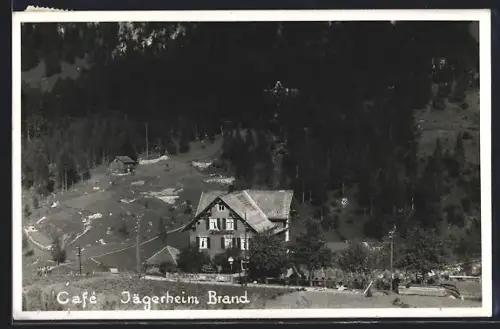 AK Brand, Café Jägerheim aus der Vogelschau