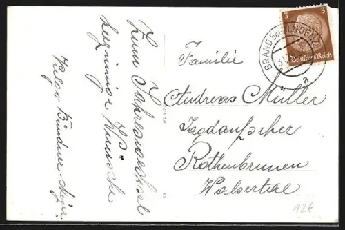 AK Brand, Café Jägerheim aus der Vogelschau