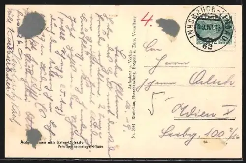 AK Bludenz, Erholungsheim Muttersberg mit Gästegruppe und Bergblick