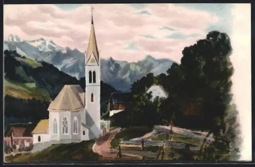 Künstler-AK Laterns, Inner Laterns, Aufstieg zum hohen Freschen