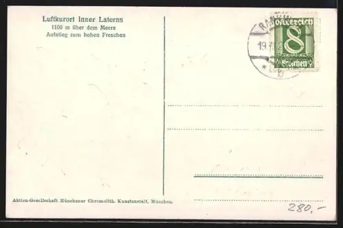 Künstler-AK Laterns, Inner Laterns, Aufstieg zum hohen Freschen