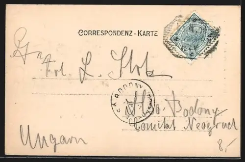 AK Dornbirn, Marktplatz mit Haus Scharleck und Haus Raimund Feurstein, Panorama