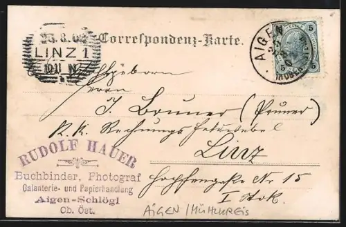 Foto-AK Aigen /Mühlkreis, Alte und Neue Pfarrkirche