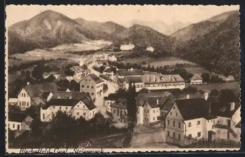 AK Gaal, Bischoffeld, Totalansicht mit Bergpanorama