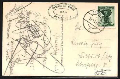 AK Bürserberg, Gasthaus zur Gemse K. Hartmann, Ansicht mit Garteneingang