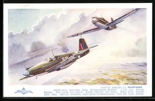 AK North American Mustang, Flugzeug bei der Verfolgung des Feindes