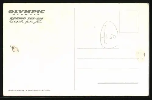 AK Boeing 707-320, Flugzeug Olympic Airways beim Flug