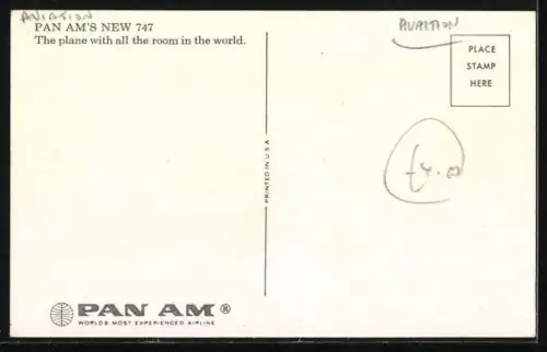 AK Flugzeug, Innenansicht einer Boeing 747, Pan Am