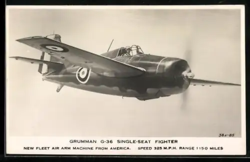 AK Single-Seat Fighter Grumman G-36 in flight, Fleet Air Arm