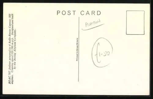 AK Verkehrsflugzeug vom Typ Rolls-Royce 707 Jetliner der BOAC