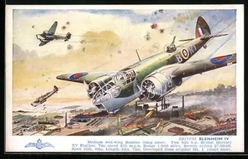 Künstler-AK Bristol Blenheim IV Bomber