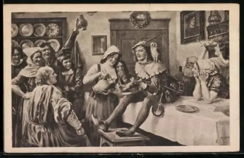 Künstler-AK sign. Rudolf Eichstaedt: Till Eulenspiegel, Knickmeyers Restaurant Hannover