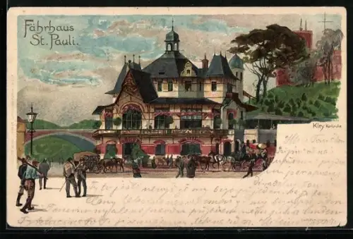 Künstler-AK Heinrich Kley: Hamburg-St.Pauli, Heinrich Kley: Fährhaus St. Pauli