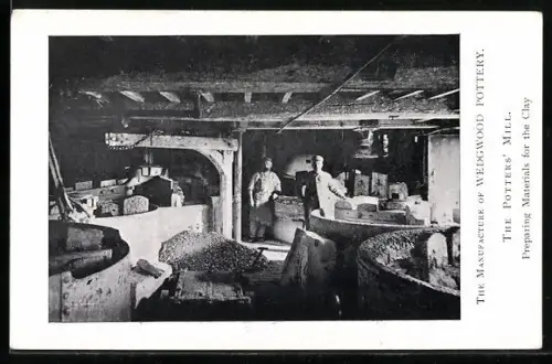 AK The Manufacture of Wedgwood Pottery, The Potters` Mill, Preparing Materials for the Clay
