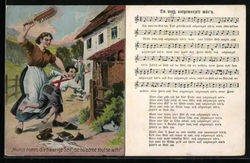 AK Lied Da muss aufgeworzelt wär`n, Mutter verprügelt ihren Sohn