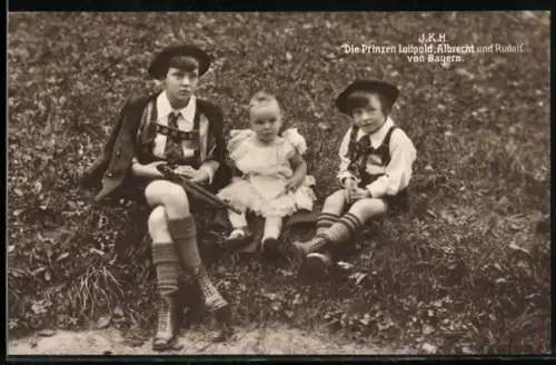 AK Erbprinz Luitpold mit seinen Brüdern, Prinz Rudolf und Albrecht