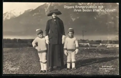 AK Kronprinzessin Cecilie mit ihren beiden ältesten Söhnen