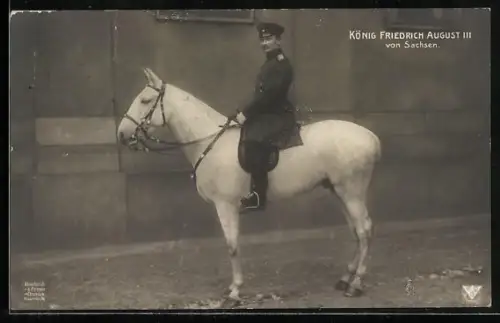AK König Friedrich August III. von Sachsen auf einem Schimmel