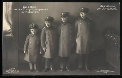AK Die Söhne unseres Kronprinzen Wilhelm von Preussen in Feldgrau