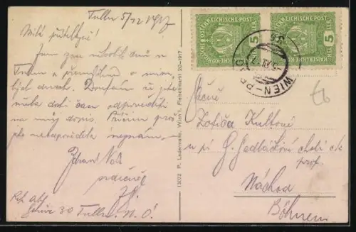 AK Tulln a. d. Donau, Ortsansicht mit Dampfer