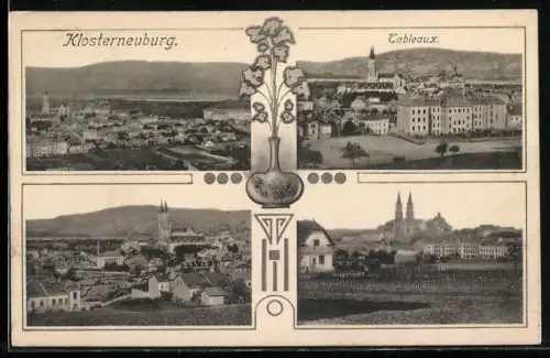 AK Klosterneuburg, Tableaux, Totalansicht mit Stiftskirche