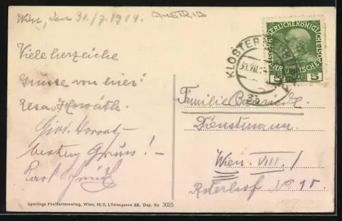 AK Klosterneuburg, Tableaux, Totalansicht mit Stiftskirche